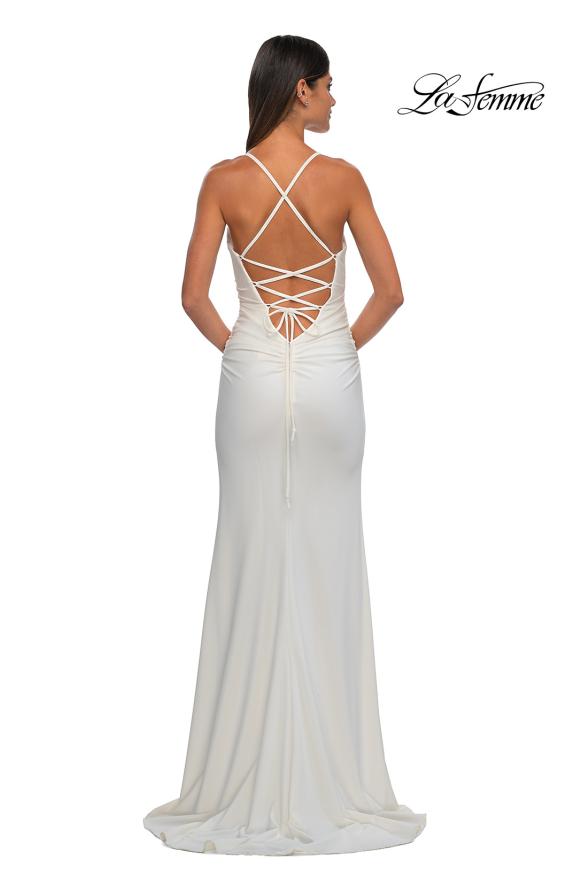 Picture of: Open Back Prom Dress with Rhinestone Detail Neckline in Ivory, Style: 32851, Detail Picture 14