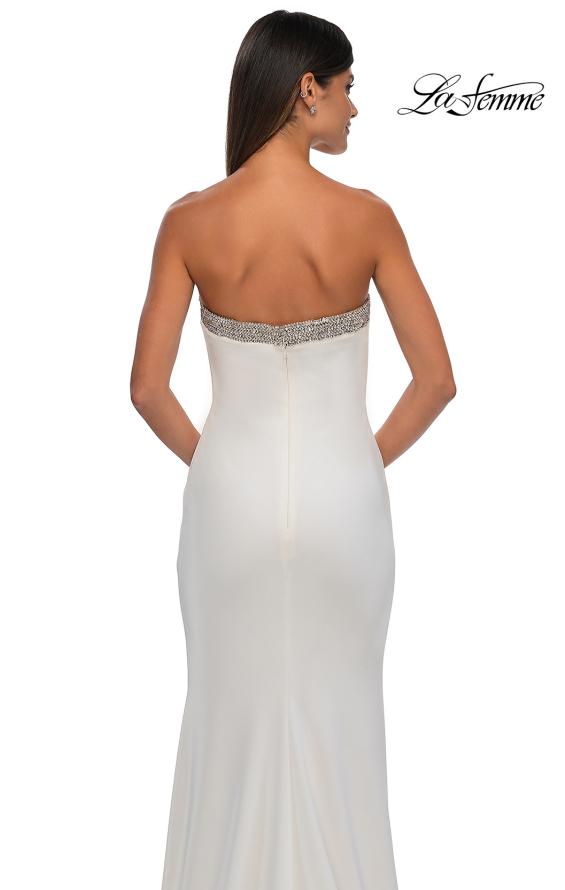 Picture of: Strapless Jersey Gown with Stunning Rhinestone Neckline in Ivory, Style: 32891, Detail Picture 14