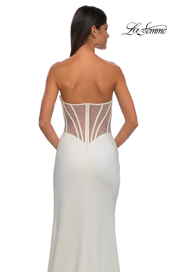 Picture of: Chic Jersey Dress with Asymmetrical Neckline and Sheer Back in Ivory, Style: 32849, Detail Picture 16