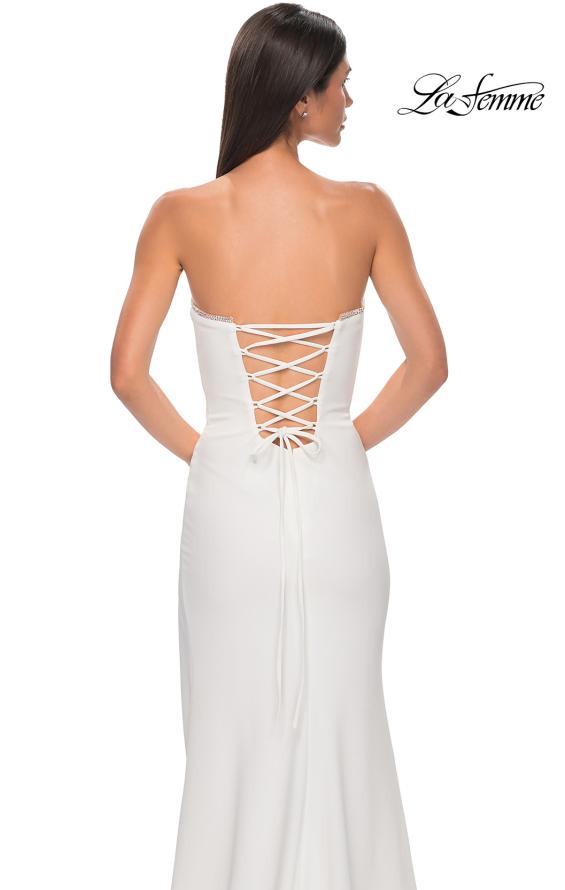 Picture of: Jersey Strapless Dress with Sweetheart Rhinestone Lined Neckline in Ivory , Style 32829, Detail Picture 25