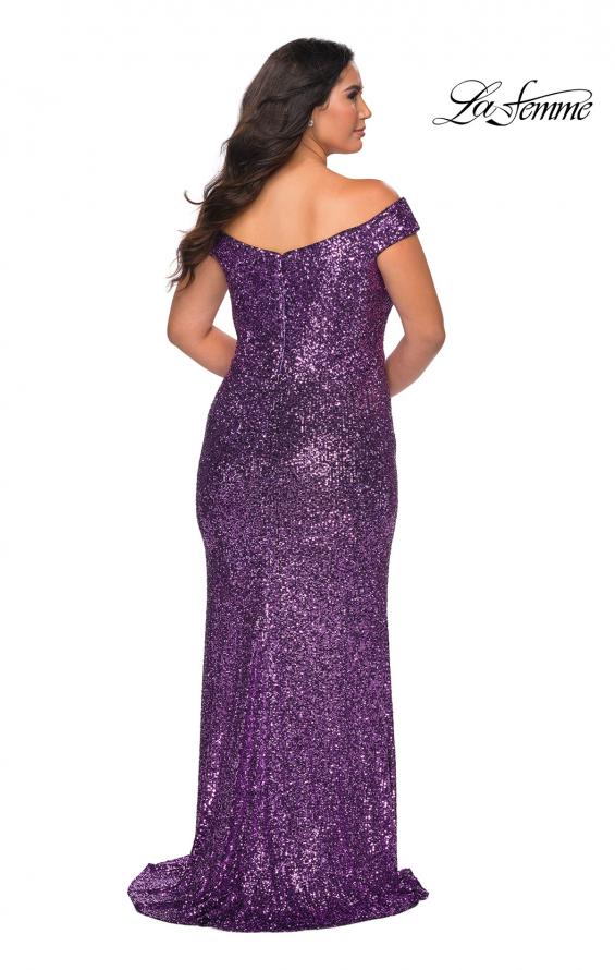 Picture of: Off The Shoulder Sequin Plus Size Prom Dress in Lavender, Style: 28795, Back Picture