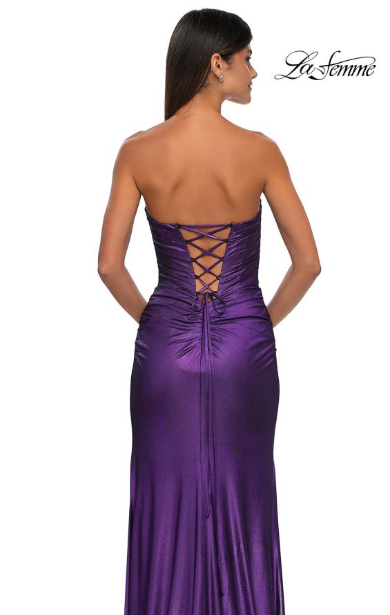 Picture of: Net Jersey Prom Dress with Strapless Top and Flattering Ruching in Lavender , Style: 32946, Detail Picture 16