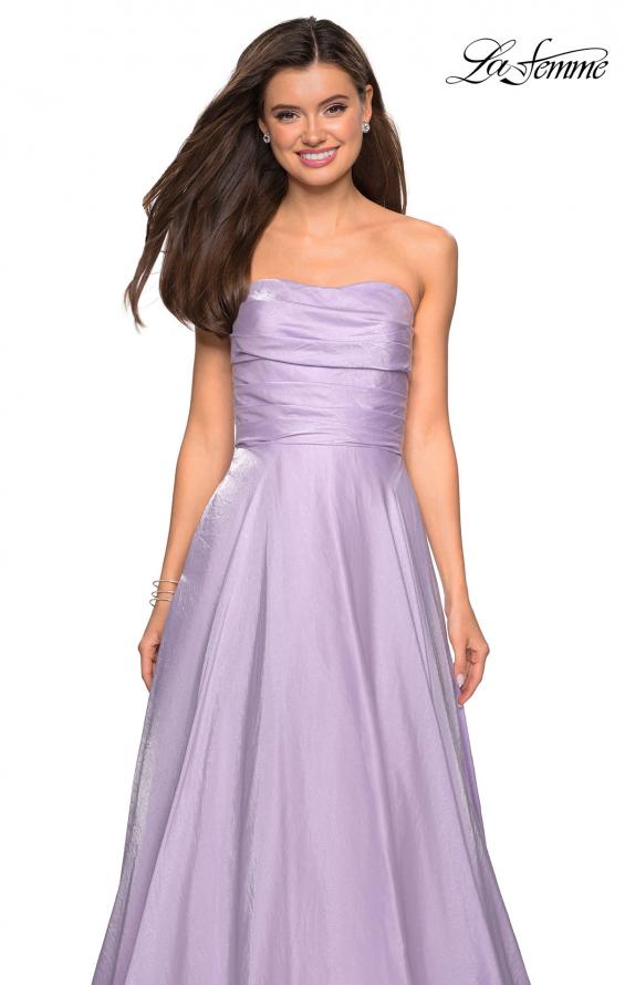 Picture of: Strapless Satin Gown with Ruching and Pockets in Lavender, Style: 27130, Detail Picture 6