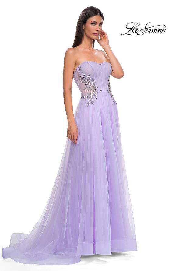 Picture of: Tulle A-line Prom Dress with Beautiful Rhinestone Side Detail in Lavender , Style 32767, Detail Picture 7