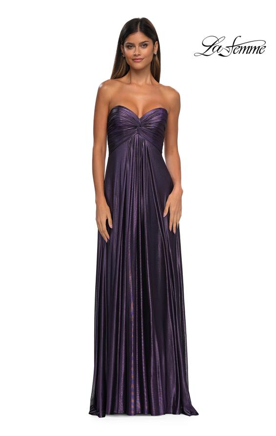 Picture of: Strapless Metallic Prom Dress with Knot Detail in Lavender, Style: 33047, Detail Picture 7