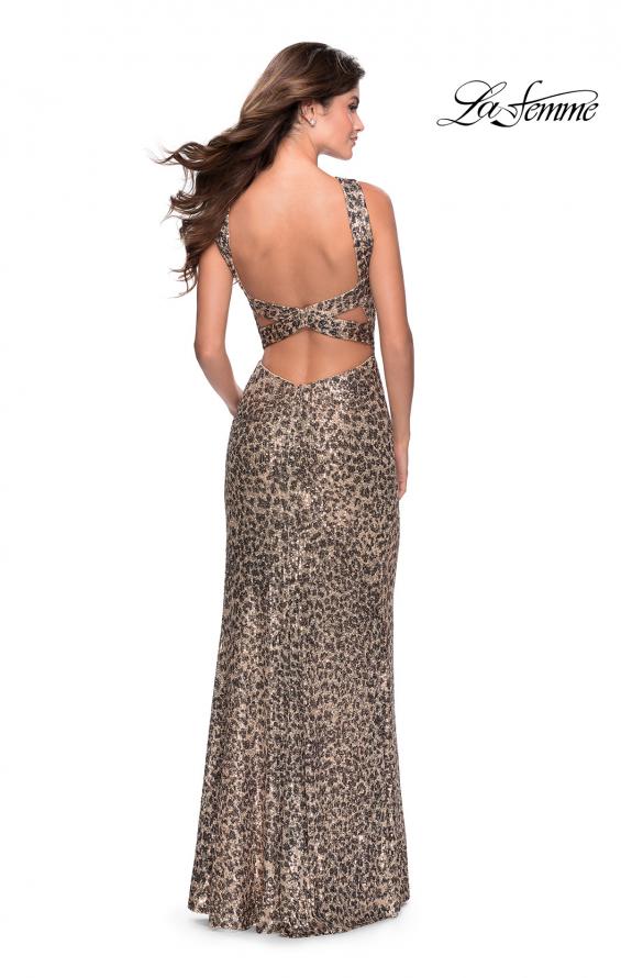 Picture of: Sequin Leopard Print Dress with Criss Cross Neck in Leopard, Style: 28672, Detail Picture 2