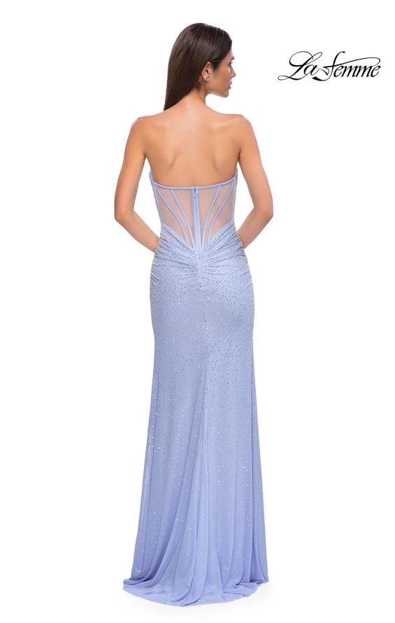 Picture of: Strapless Net Jersey Prom Dress with Unique Rhinestones in Light Periwinkle, Style 32774, Detail Picture 12