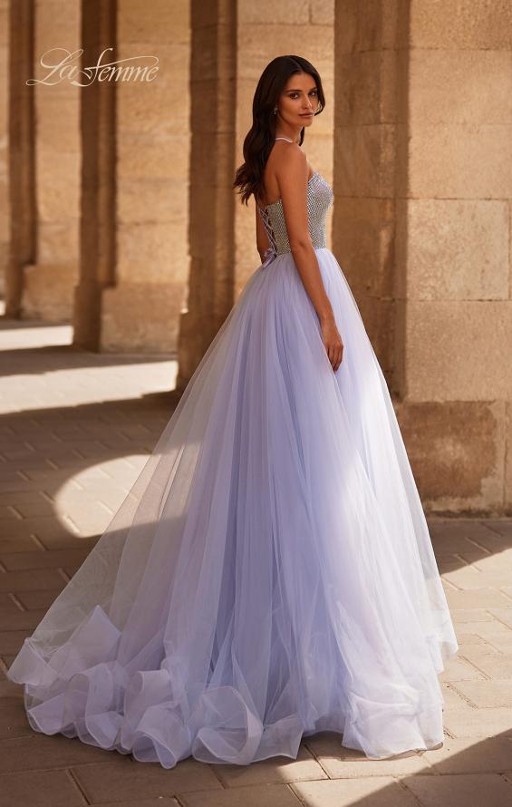 Picture of: Stunning A-line Tulle Prom Dress with Rhinestone Bodice in Light Periwinkle, Style 32633, Back Picture