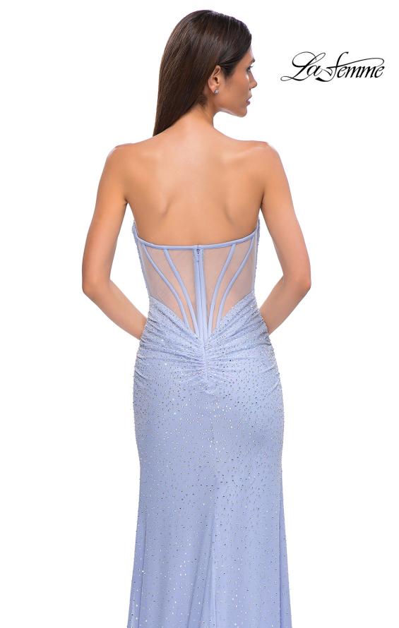 Picture of: Strapless Net Jersey Prom Dress with Unique Rhinestones in Light Periwinkle, Style 32774, Detail Picture 6