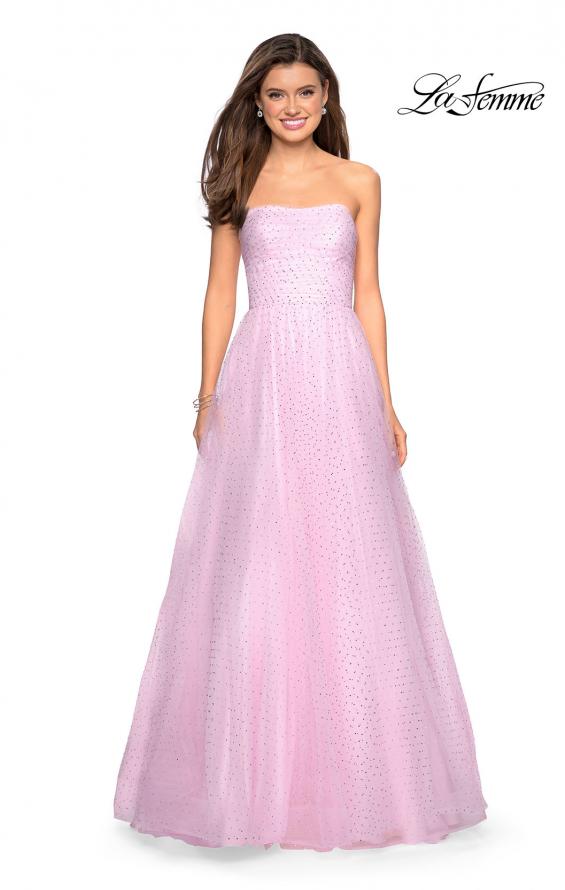 Picture of: Strapless Fully Rhinestone A-Line Prom Dress in Light Pink, Style: 27630, Detail Picture 3