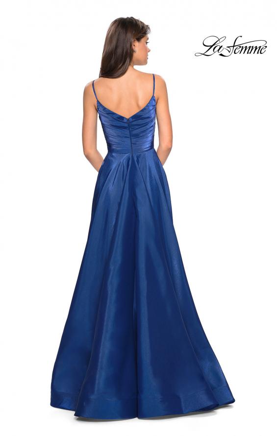 Picture of: Long Satin Simple Prom Dress with Empire Waist in Marine Blue, Style: 27226, Detail Picture 3