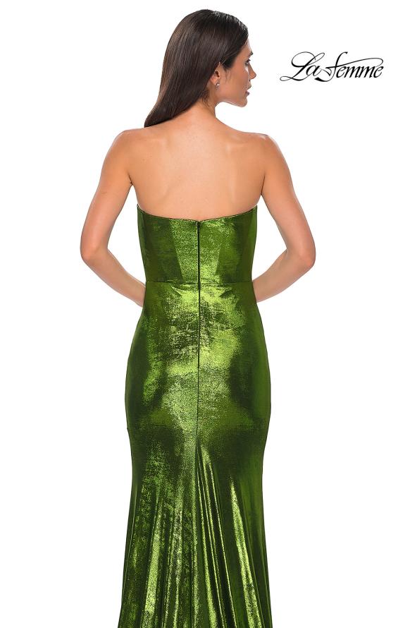 Picture of: Strapless Draped Neckline Prom Dress in Metallic Jersey in Matcha , Style 32828, Detail Picture 21