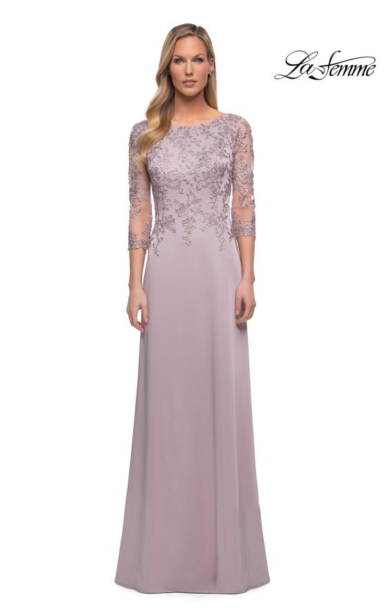 Picture of: Jersey Gown with Boat Neckline and Lace Detailing, Style: 29251, Detail Picture 11