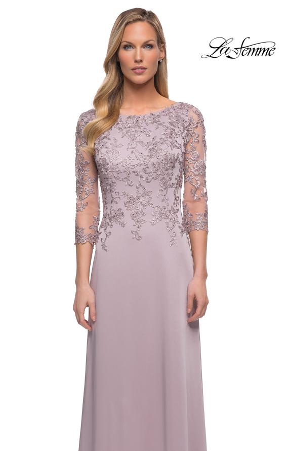 Picture of: Jersey Gown with Boat Neckline and Lace Detailing, Style: 29251, Detail Picture 13