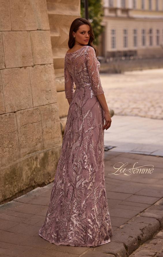 Picture of: Sequin Lace Long Dress with Sheer Sleeves, Style: 29233, Back Picture