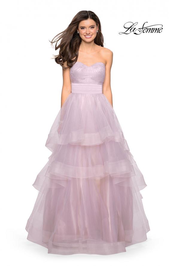 Picture of: Layered Tulle Strapless Prom Gown with Ruching in Mauve, Style: 27624, Detail Picture 1