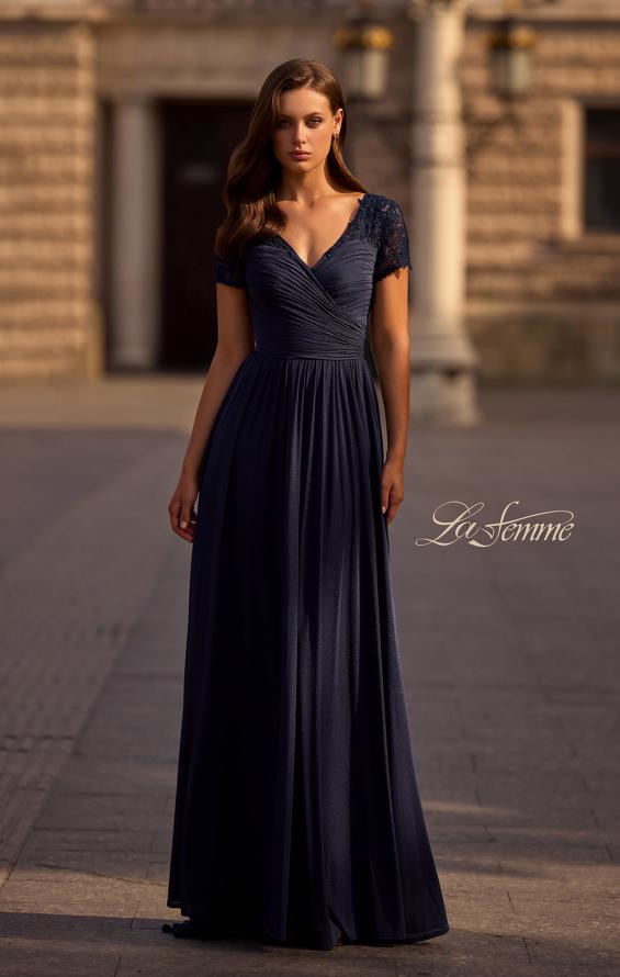 Picture of: Jersey Long Evening Dress with Short Lace Sleeves, Style: 29772, Main Picture