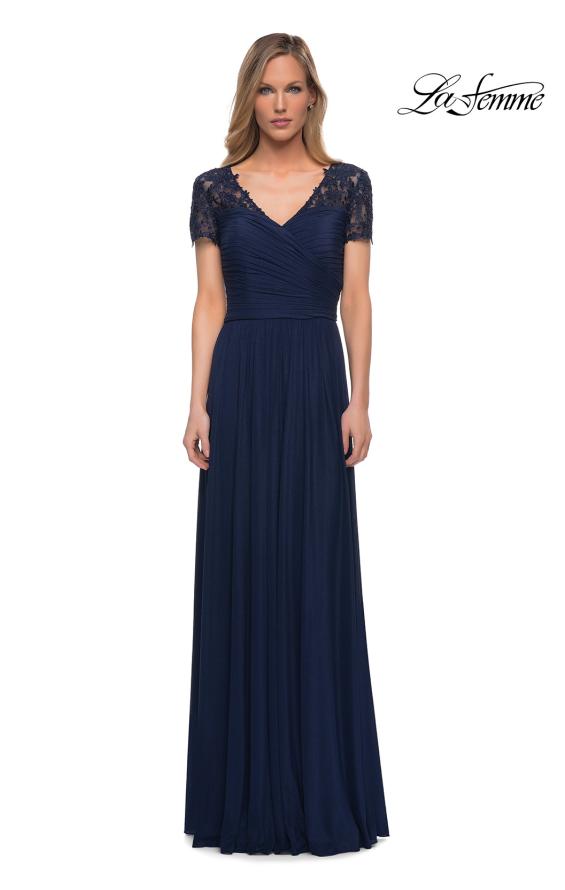 Picture of: Jersey Long Evening Dress with Short Lace Sleeves, Style: 29772, Detail Picture 9