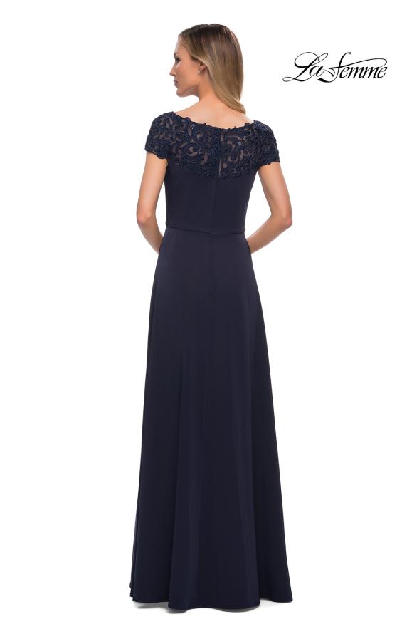 Picture of: Jersey Gown with Full Skirt and Lace Detail Top, Style: 29511, Detail Picture 10