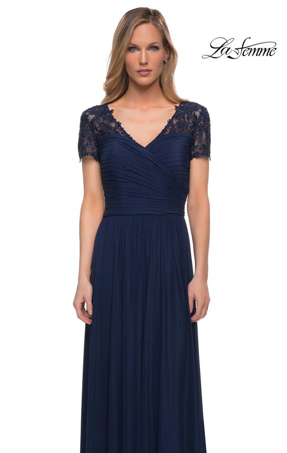 Picture of: Jersey Long Evening Dress with Short Lace Sleeves, Style: 29772, Detail Picture 11