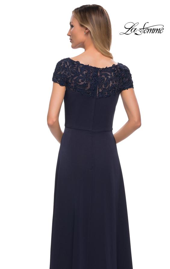 Picture of: Jersey Gown with Full Skirt and Lace Detail Top, Style: 29511, Detail Picture 12