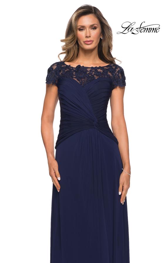 Picture of: Jersey Dress with Ruching and Floral Neckline, Style: 28029, Detail Picture 3