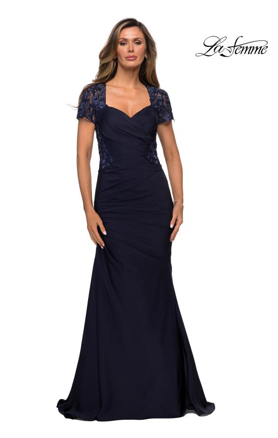 Picture of: Satin Evening Dress with Lace and Scoop Neckline, Style: 27989, Detail Picture 4