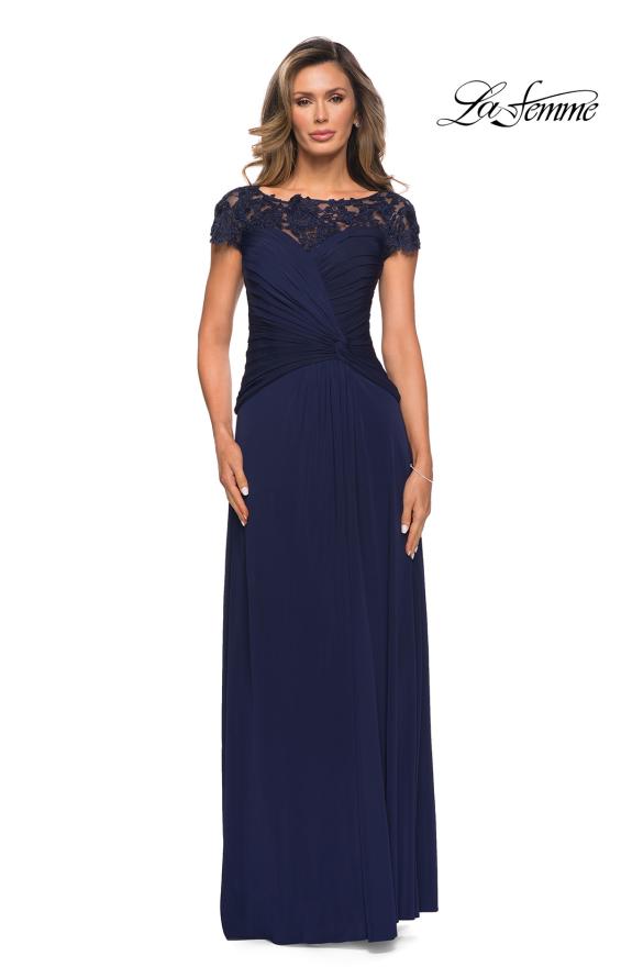 Picture of: Jersey Dress with Ruching and Floral Neckline, Style: 28029, Detail Picture 5