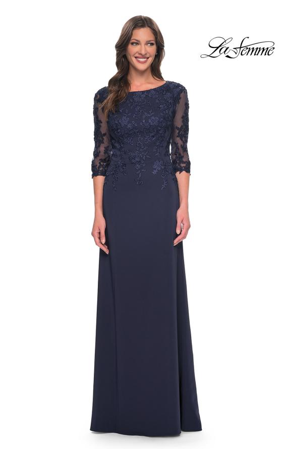 Picture of: Jersey Gown with Boat Neckline and Lace Detailing, Style: 29251, Detail Picture 7