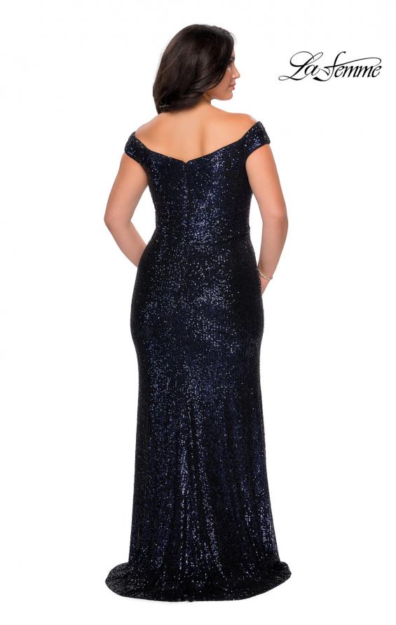 Picture of: Off The Shoulder Sequin Plus Size Prom Dress in Navy, Style: 28795, Detail Picture 4