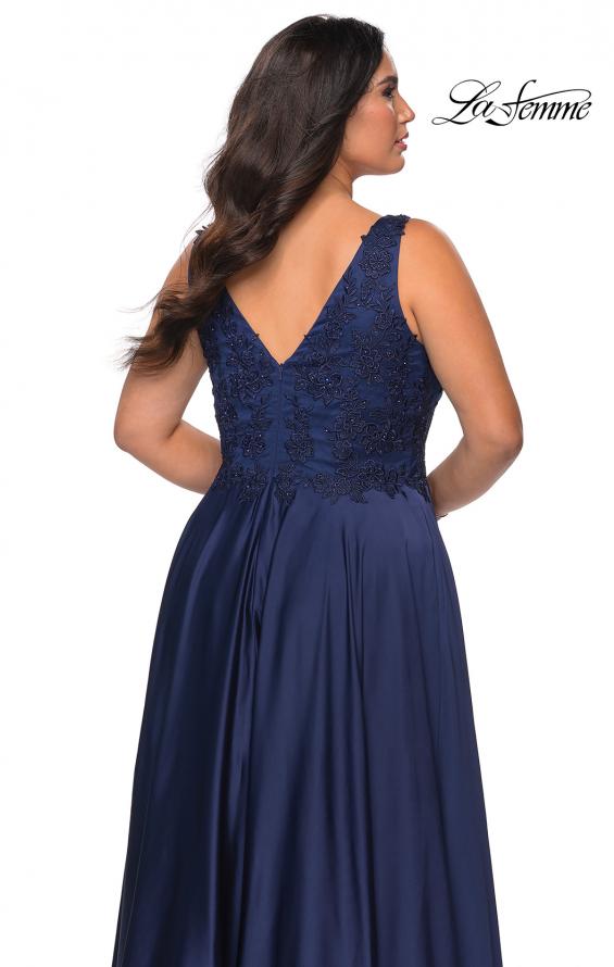 Picture of: A-line Plus Size Dress with Rhinestone Lace Bodice in Navy, Style: 29039, Detail Picture 5