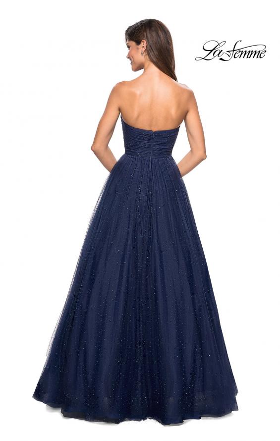 Picture of: Strapless Fully Rhinestone A-Line Prom Dress in Navy, Style: 27630, Back Picture