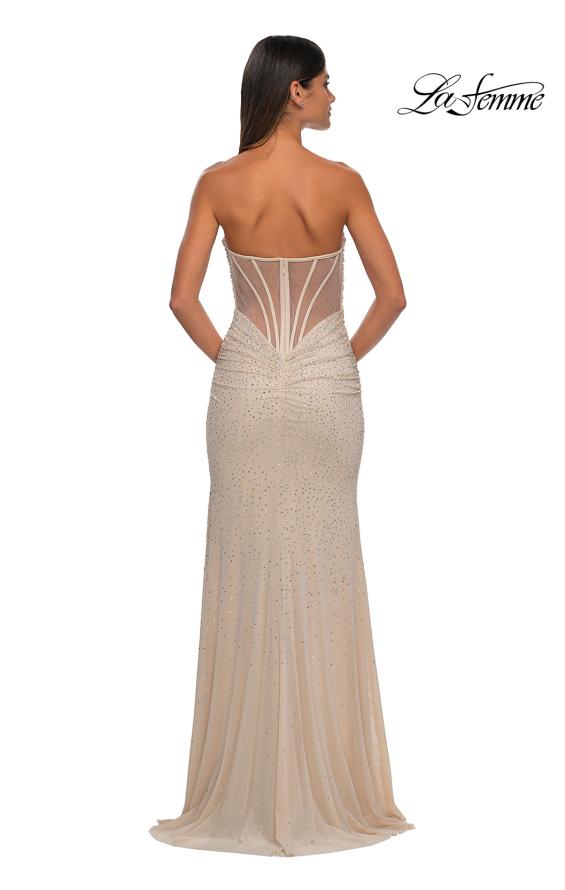 Picture of: Strapless Net Jersey Prom Dress with Unique Rhinestones in Nude, Style: 32774, Detail Picture 8