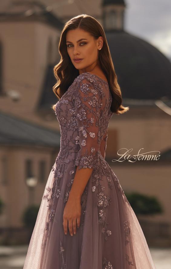 Picture of: A-line Tulle Mother of the Bride Dress with Gorgeous Beaded Lace in Orchid, Style: 32538, Detail Picture 1