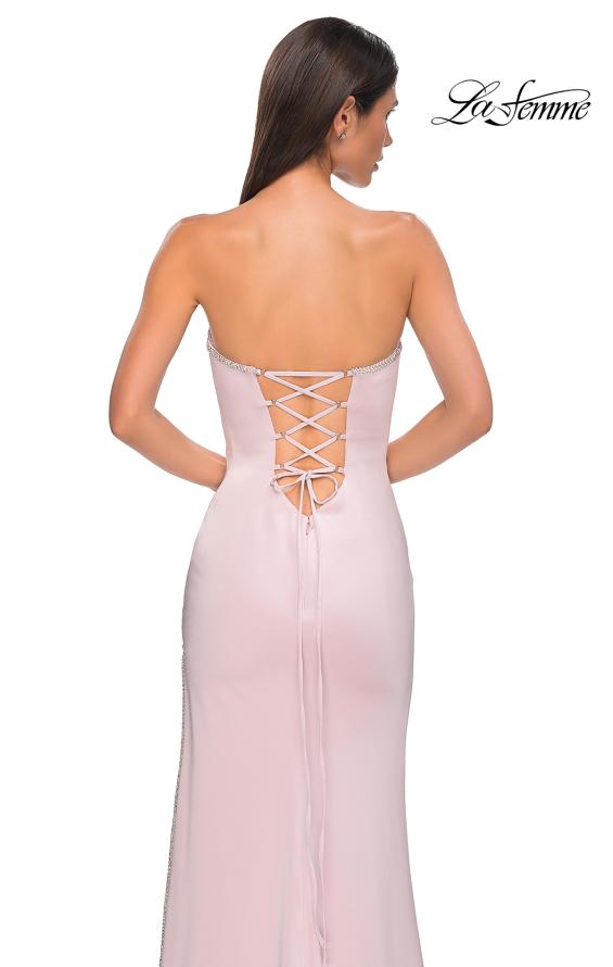 Picture of: Fitted Strapless Dress with Rhinestone Embellished Neckline and Slit in Orchid Pink, Style 32799, Detail Picture 19