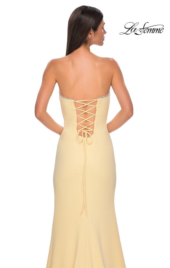 Picture of: Jersey Strapless Dress with Sweetheart Rhinestone Lined Neckline in Pale Yellow, Style 32829, Detail Picture 23