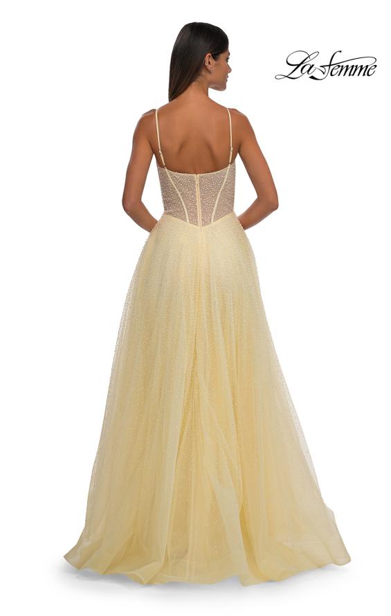 Picture of: Cute A-line Prom Dress with Pearl and Rhinestone Tulle in Pale Yellow, Style: 32644, Detail Picture 7