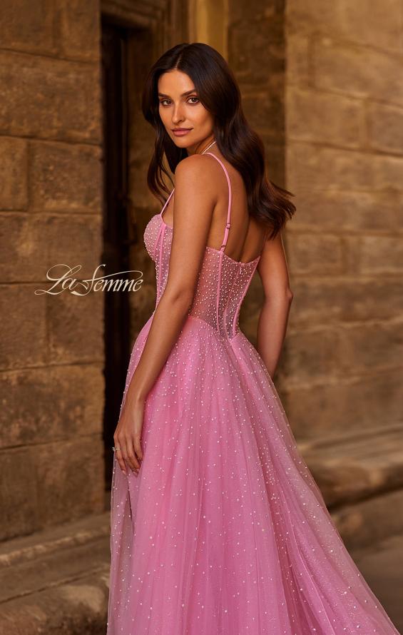 Picture of: Cute A-line Prom Dress with Pearl and Rhinestone Tulle in Pink , Style 32644, Detail Picture 2