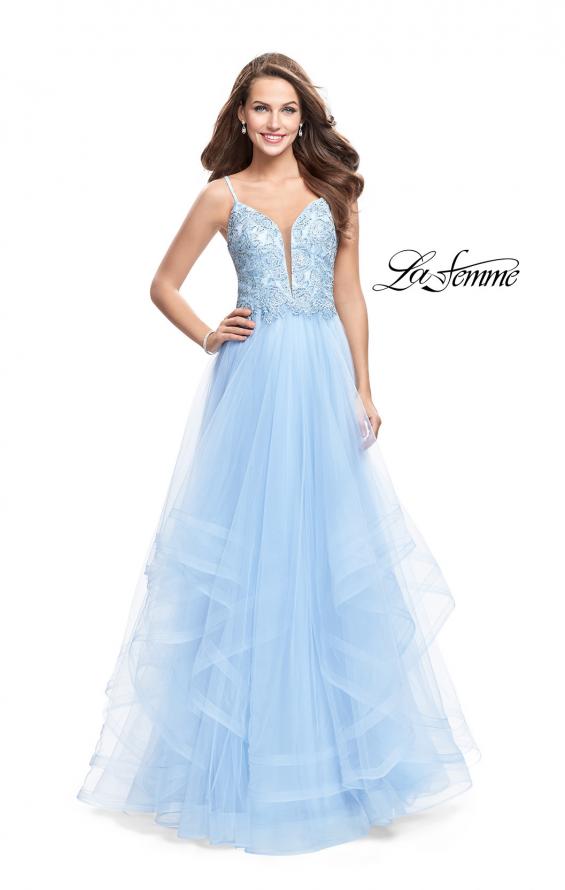 Picture of: Ball Gown with Tulle Skirt and Lace Beading in Powder Blue, Style: 25762, Detail Picture 1