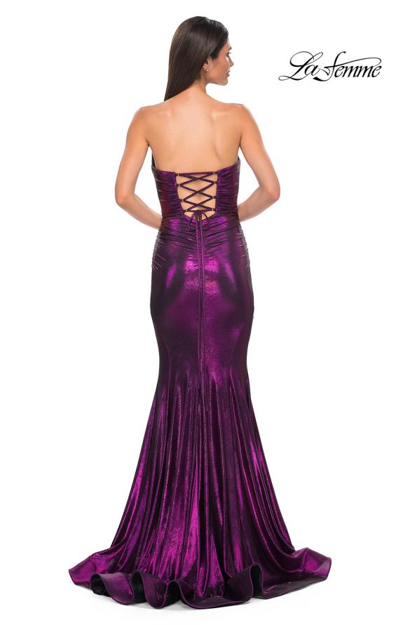 Picture of: Mermaid Metallic Prom Dress with Sweetheart Strapless Top in Purple , Style 32995, Detail Picture 12