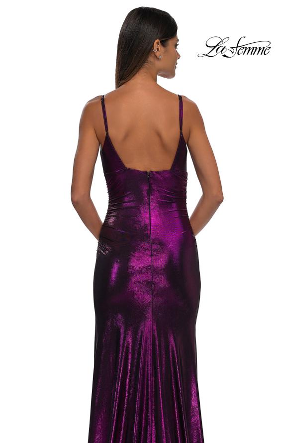 Picture of: Brushed Metallic Jersey Simple Prom Dress with Ruching in Purple, Style: 32812, Detail Picture 16