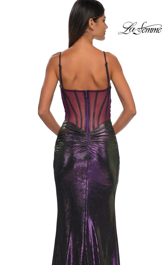 Picture of: Gorgeous Metallic Prom Dress with Ruching and Illusion Back in Purple, Style: 33034, Detail Picture 16