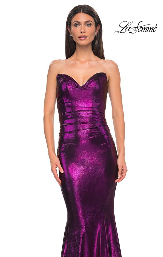 Picture of: Mermaid Metallic Prom Dress with Sweetheart Strapless Top in Purple , Style 32995, Detail Picture 21