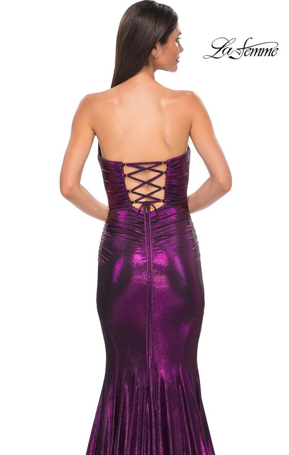 Picture of: Mermaid Metallic Prom Dress with Sweetheart Strapless Top in Purple , Style 32995, Detail Picture 22