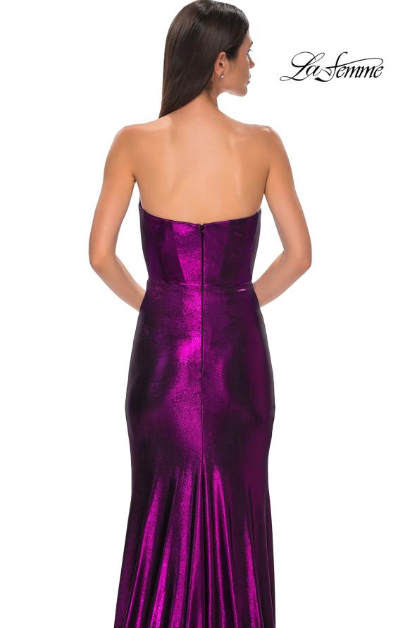 Picture of: Strapless Draped Neckline Prom Dress in Metallic Jersey in Purple , Style 32828, Detail Picture 25