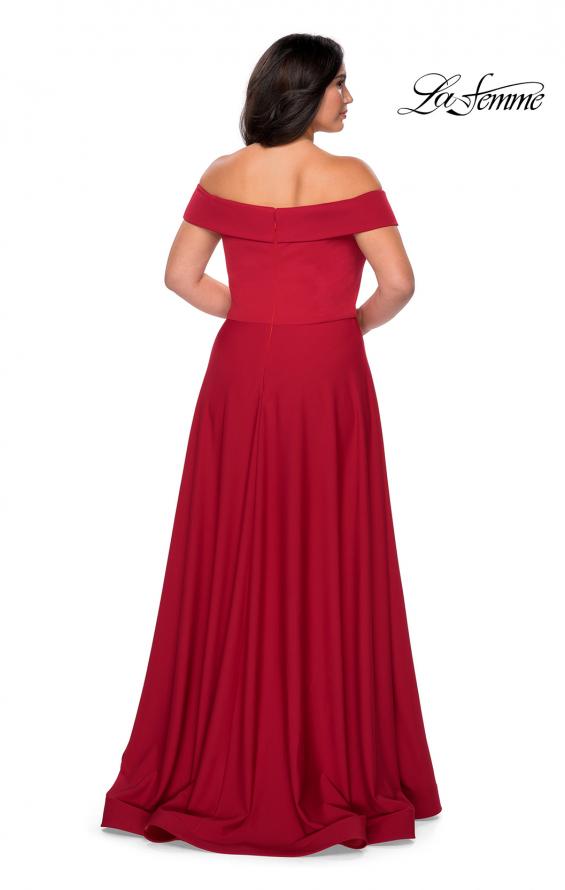 Picture of: Off The Shoulder Plus Size Dress with Leg Slit in Red, Style: 29007, Detail Picture 3