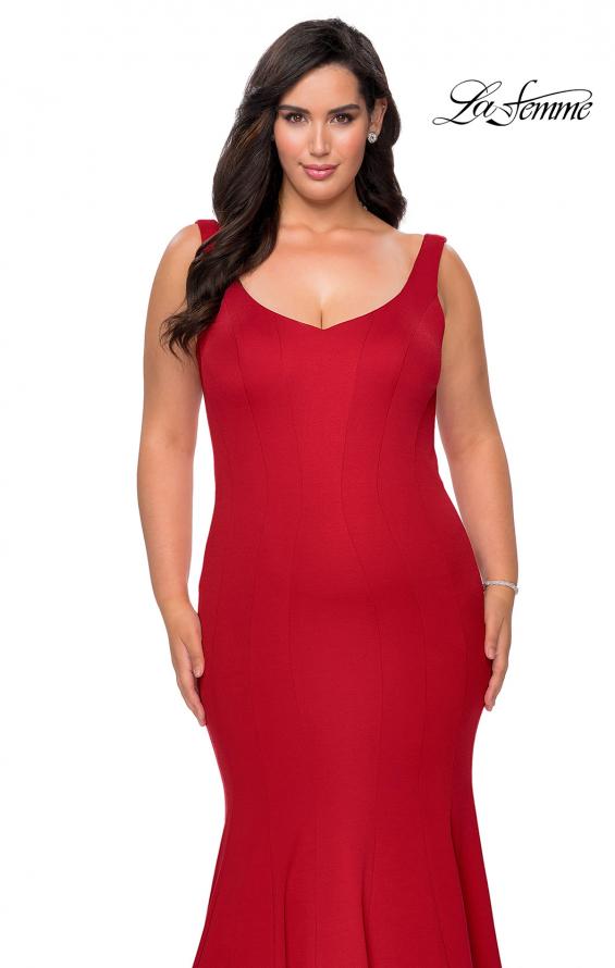 Picture of: Long Jersey Plus Size Mermaid Prom Dress in Red, Style: 28975, Detail Picture 4
