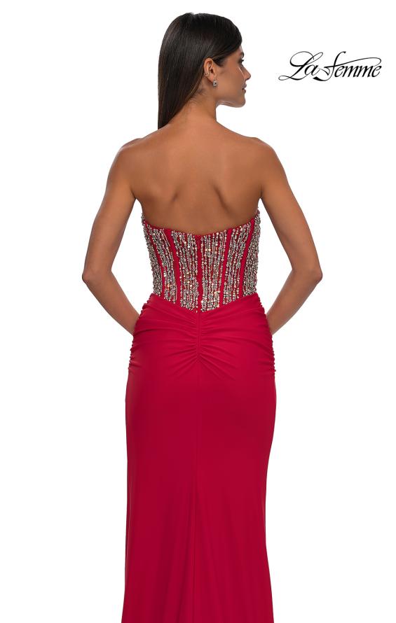 Picture of: Fabulous Prom Dress with Rhinestone Corset Bodice and Simple Skirt in Red , Style: 32669, Detail Picture 8