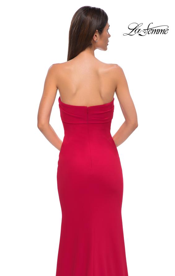 Picture of: Simple Strapless Jersey Dress with Criss Cross Bodice in Red , Style 32863, Detail Picture 10