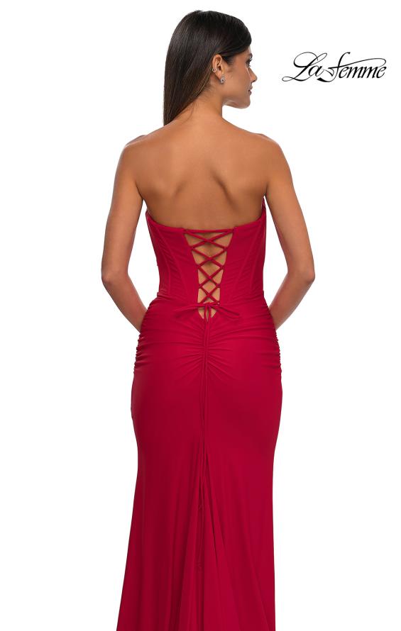 Picture of: Strapless Jersey Evening Dress with Unique Corset Top in Red, Style: 32843, Detail Picture 12